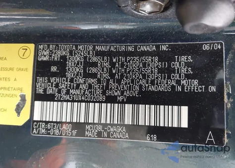 2004 Lexus Rx 330 from USA, damaged, VIN 2T2HA31UX4C032089